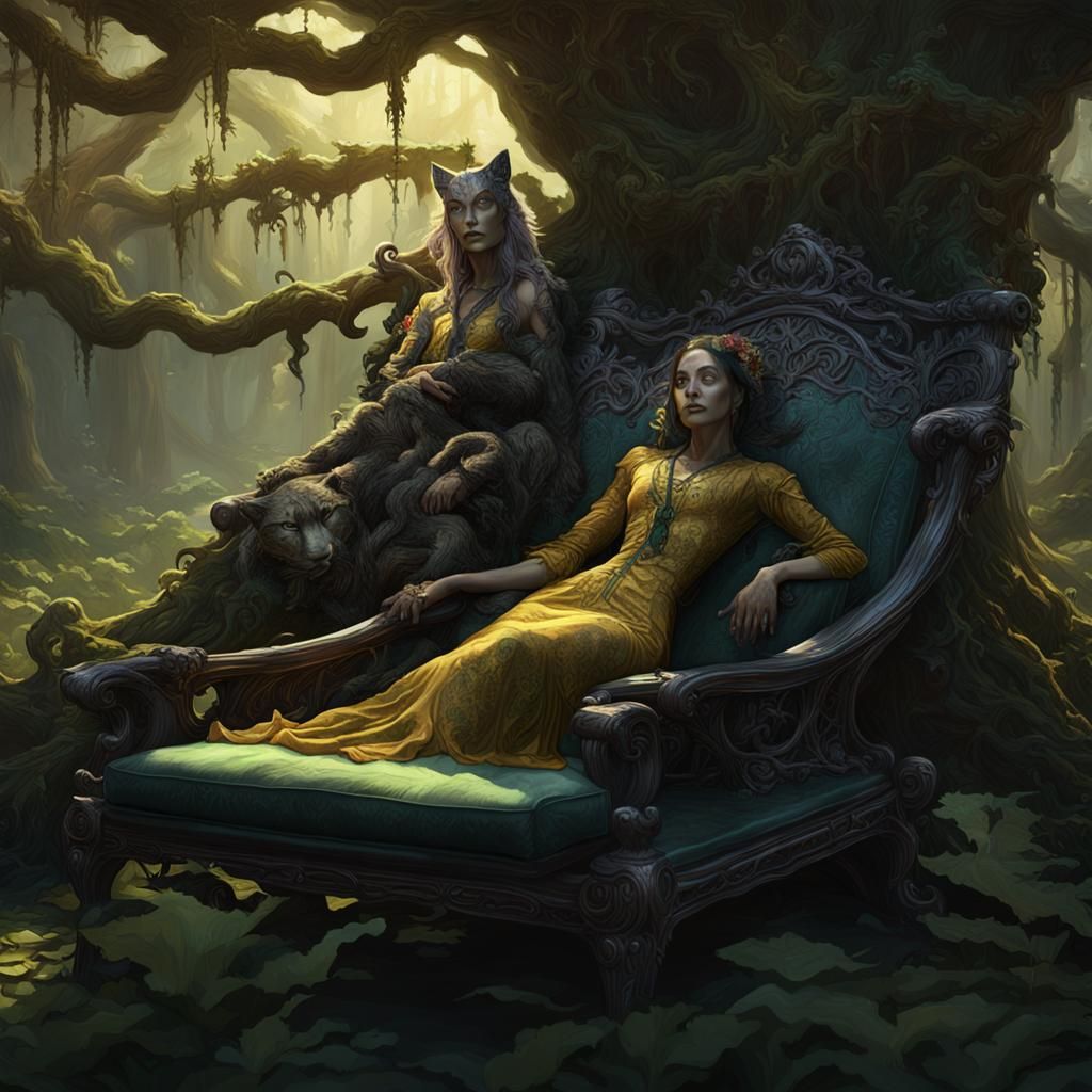 Swamp Witch Reclining, Dark Fantasy Concept Art