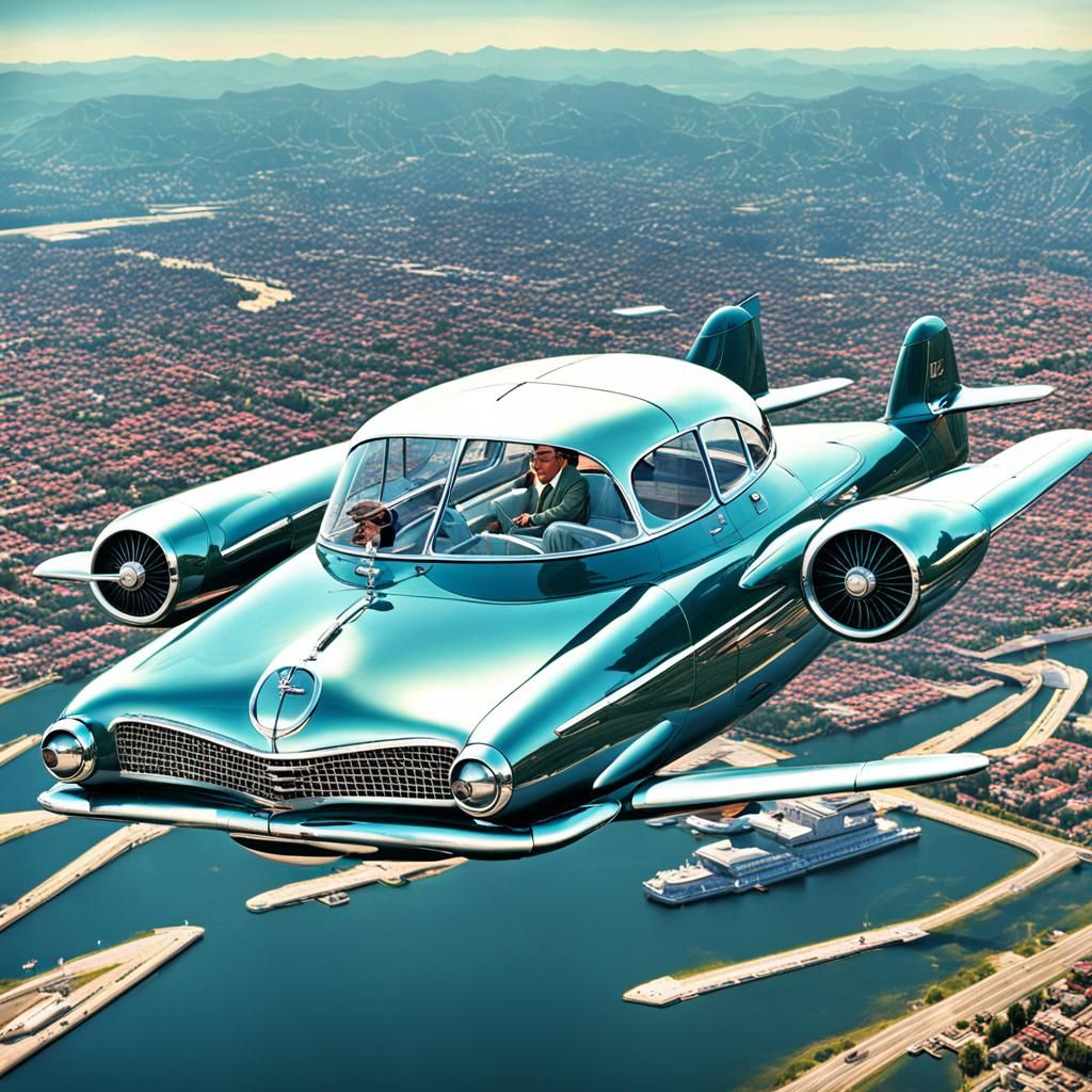 Luxury Flying Car: Vintage 1950s Magazine Ad