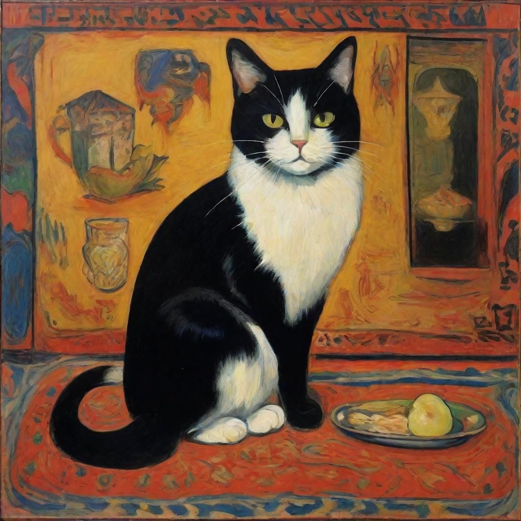 Cat's Night Flight: Surreal Art Inspired by Goncharova