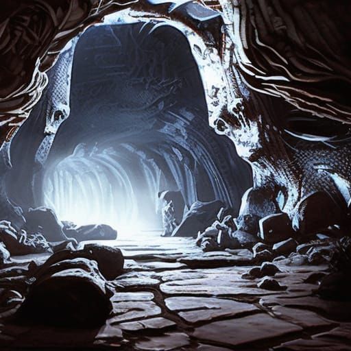 Alien Cave in Dark Fantasy Style