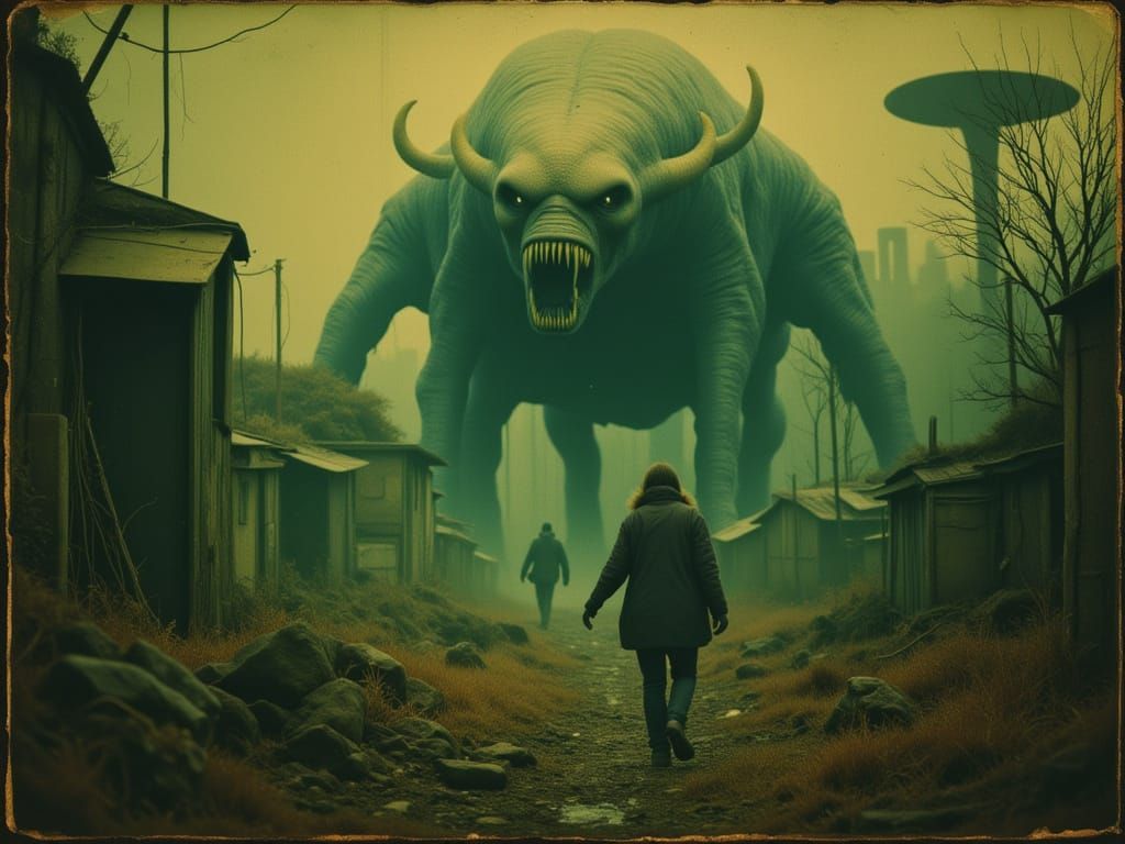 Sinister Alien Colony in Chaos: Ominous Dark Art