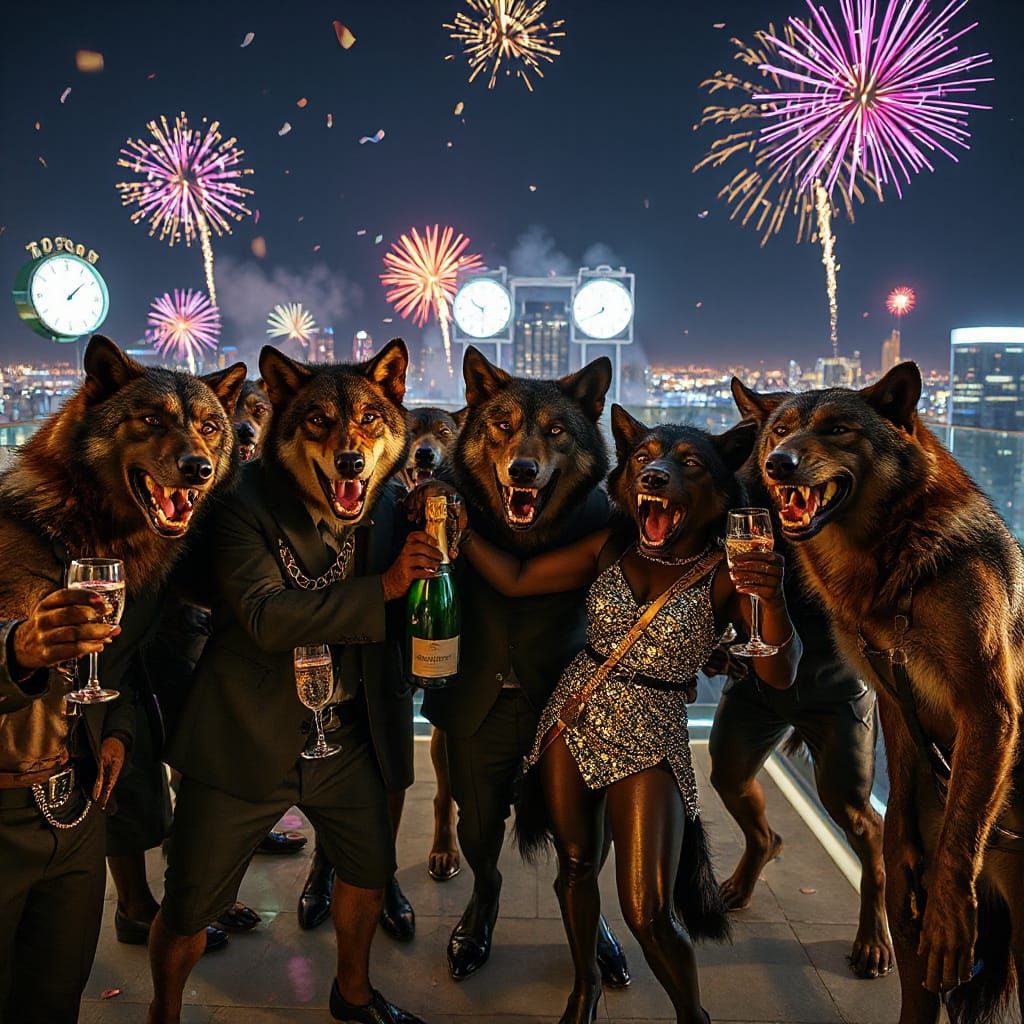 Wolves Celebrate New Year's Eve in Luxury Penthouse
