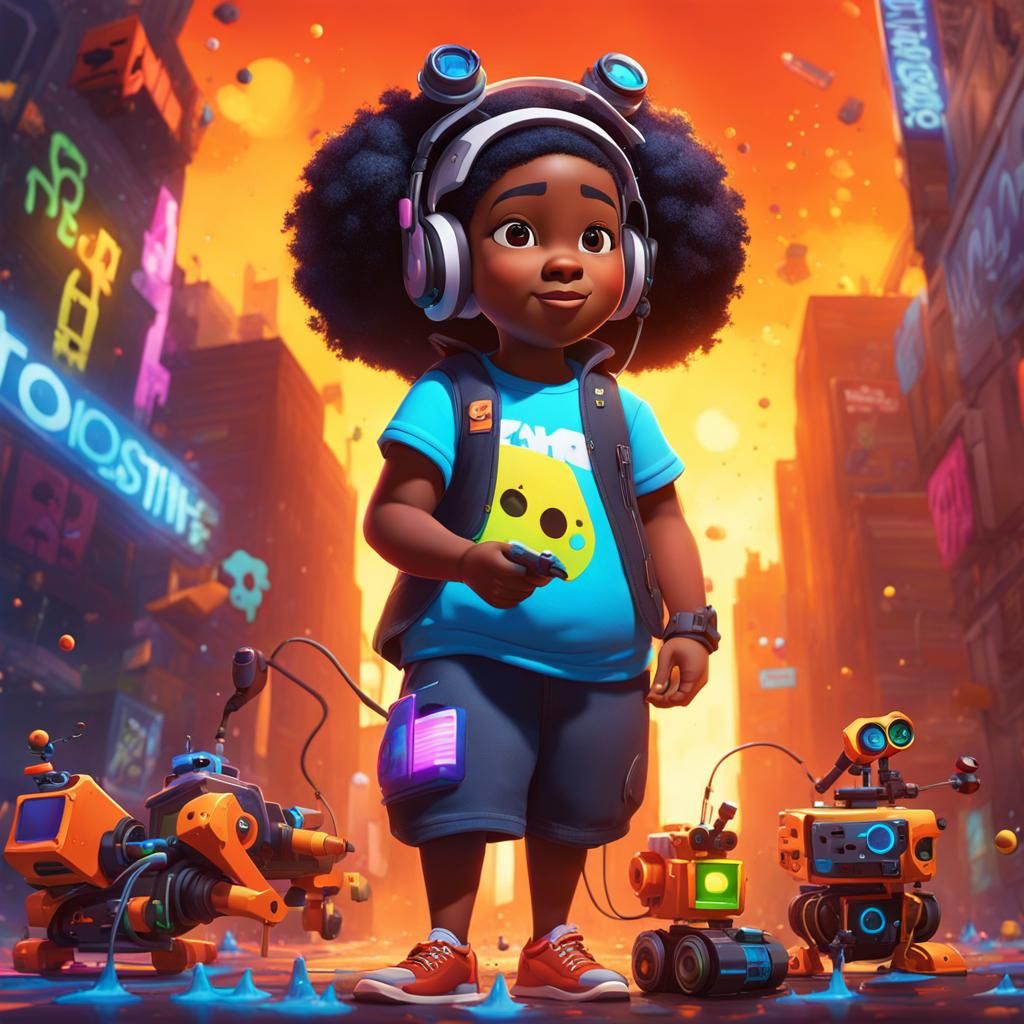 Black Adolescent in STEM Class as Graffiti Art