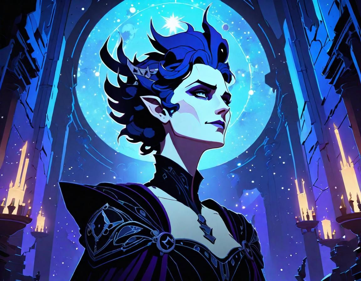 Queen Nyx Portrait in Hades Game Style