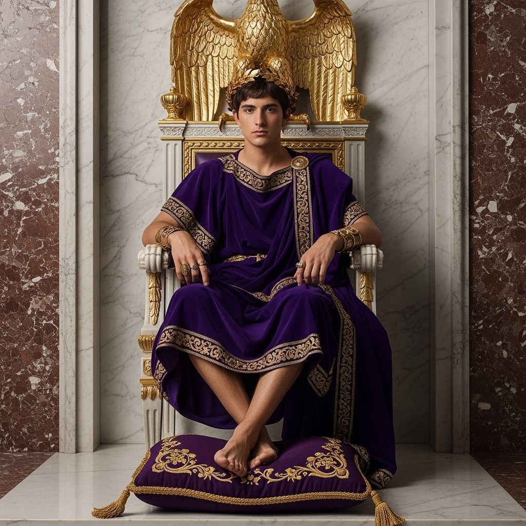Emperor Nero on Gold Throne in Regal Portrait