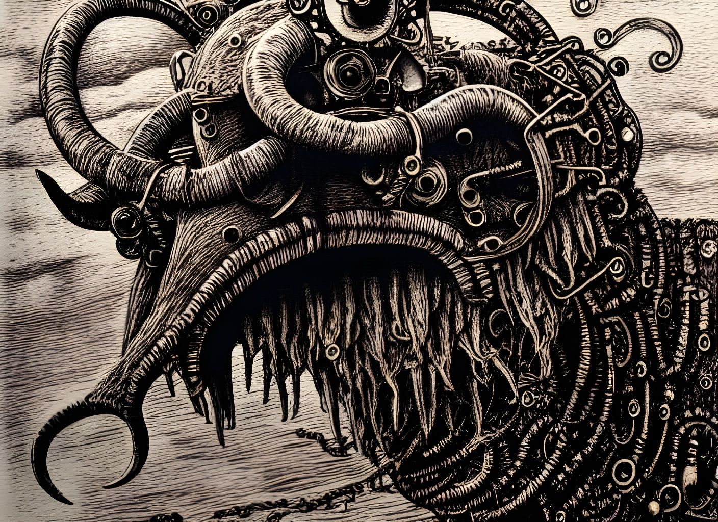 Steampunk Sheep Monster Etching