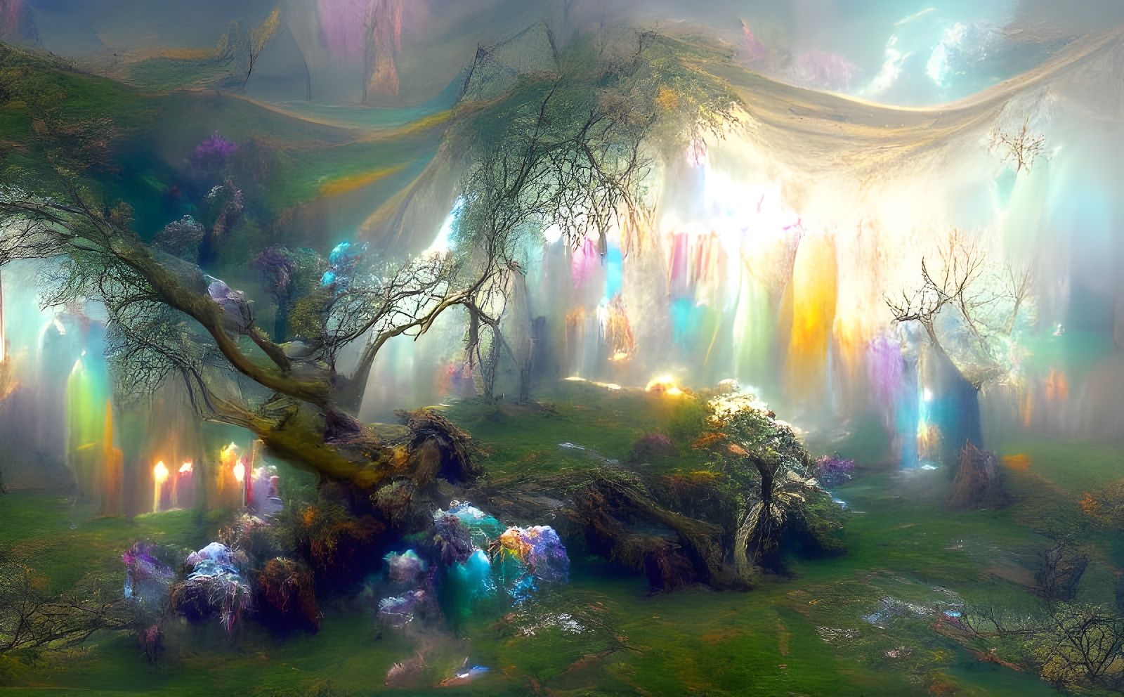 Magical Fairy Tree and Holy Well in Opalescent Light