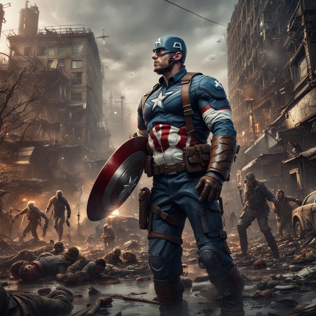 Superhero vs Zombies in Post-Apocalyptic City