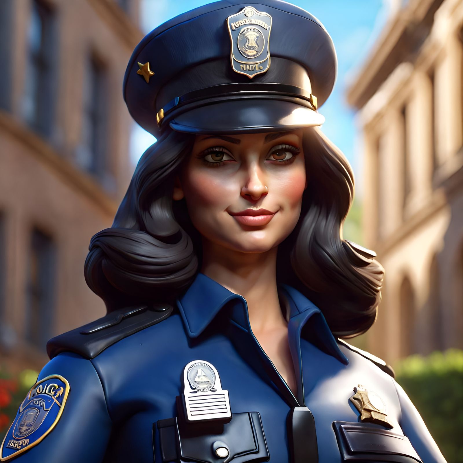 Mona Lisa as Police Officer: Detailed 3D Art
