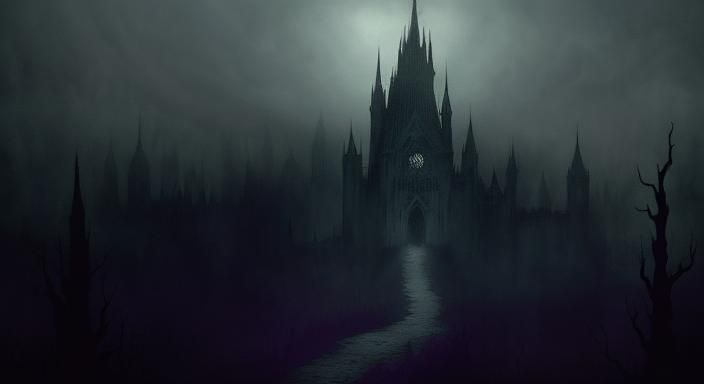 Ominous Monster Parade Through Gothic City, Dark Fantasy