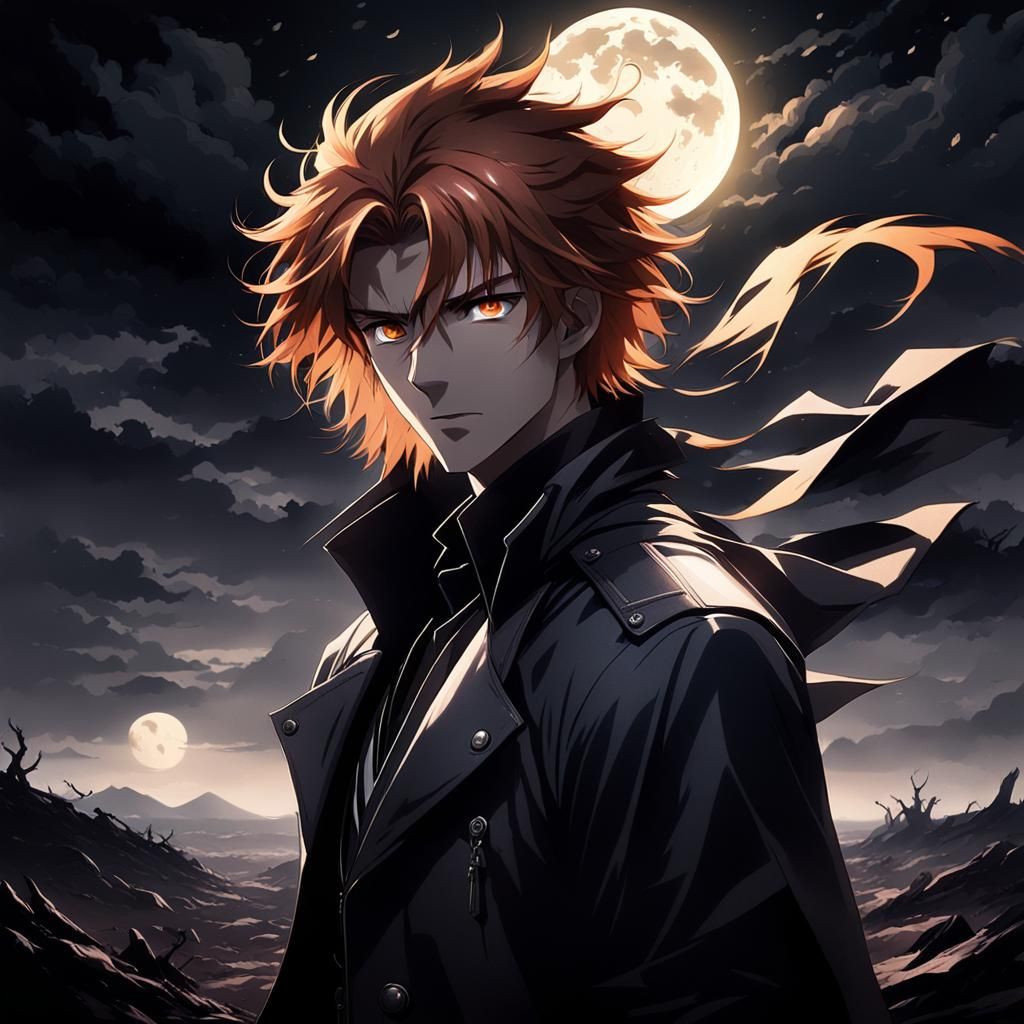 Anime Portrait in Dark Fantasy Landscape