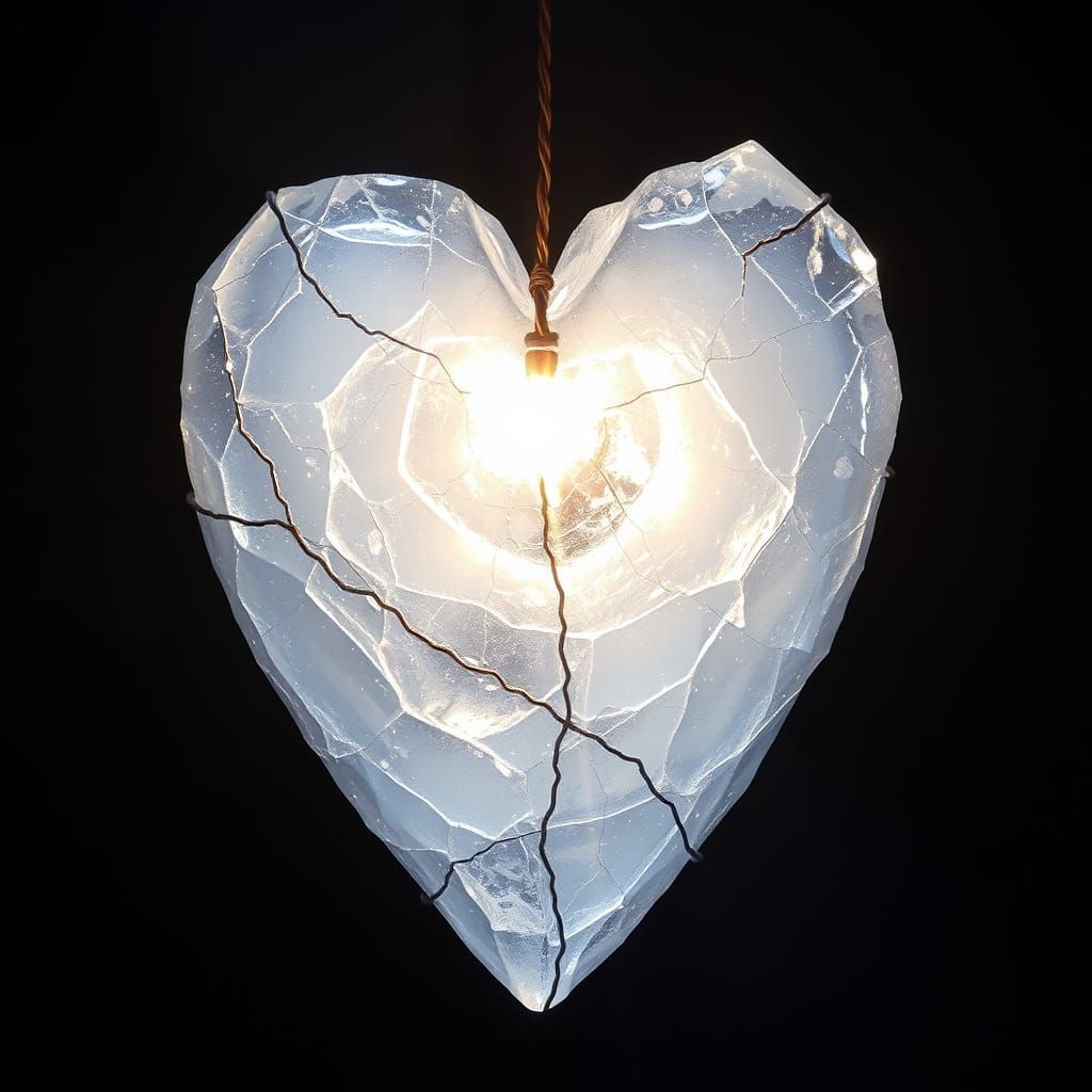 Fractal Ice Heart Bound by Wire