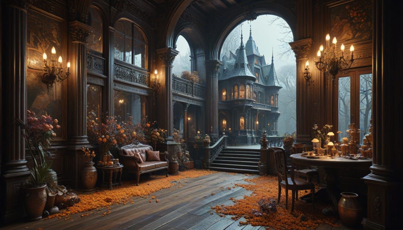 Chocolate Mansion Fairytale Drawing with Colored Pencils