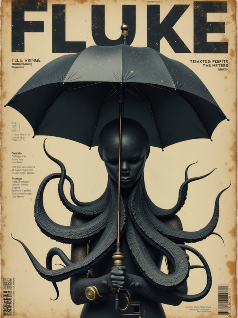 Surreal Umbrella Squid Magazine Cover