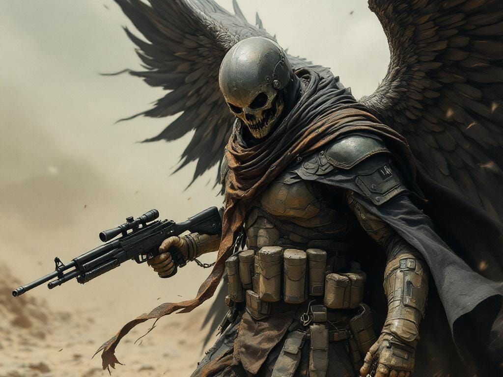 Post-Apocalyptic Angel of Death in Matte Painting Style