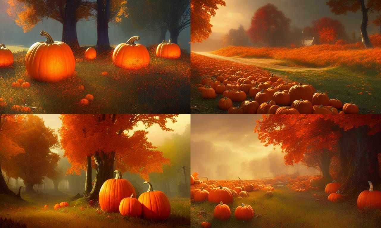 Autumnal Landscape with Pumpkins Concept Art