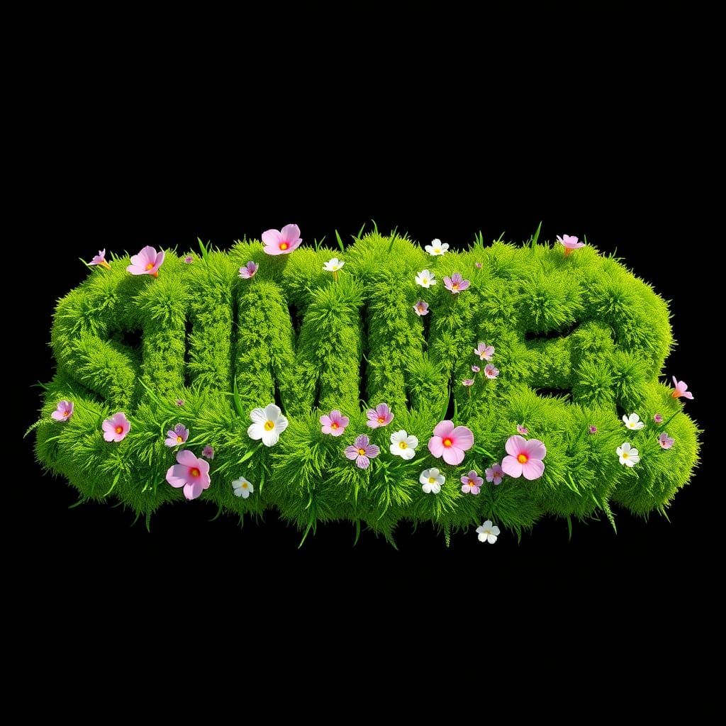 Mossy Summer Logo in 3D Render Style