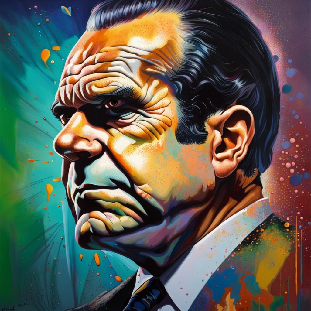 Richard Nixon Portrait in Horror Art Style
