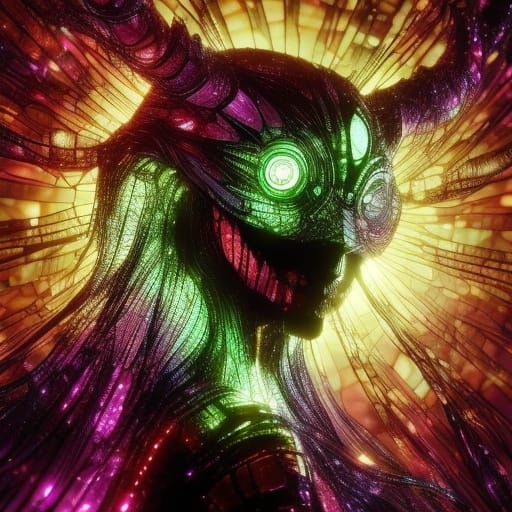 Alien Insectoid Head in Cinematic Low-Key Lighting