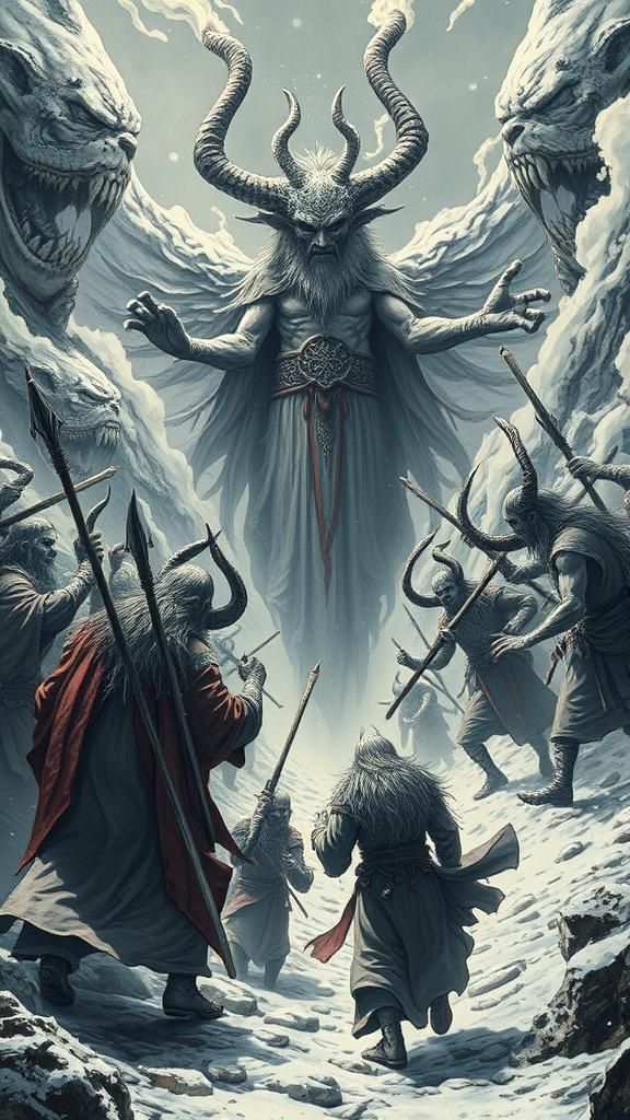 Jotun Approach Divine Figure in Junji Ito Style