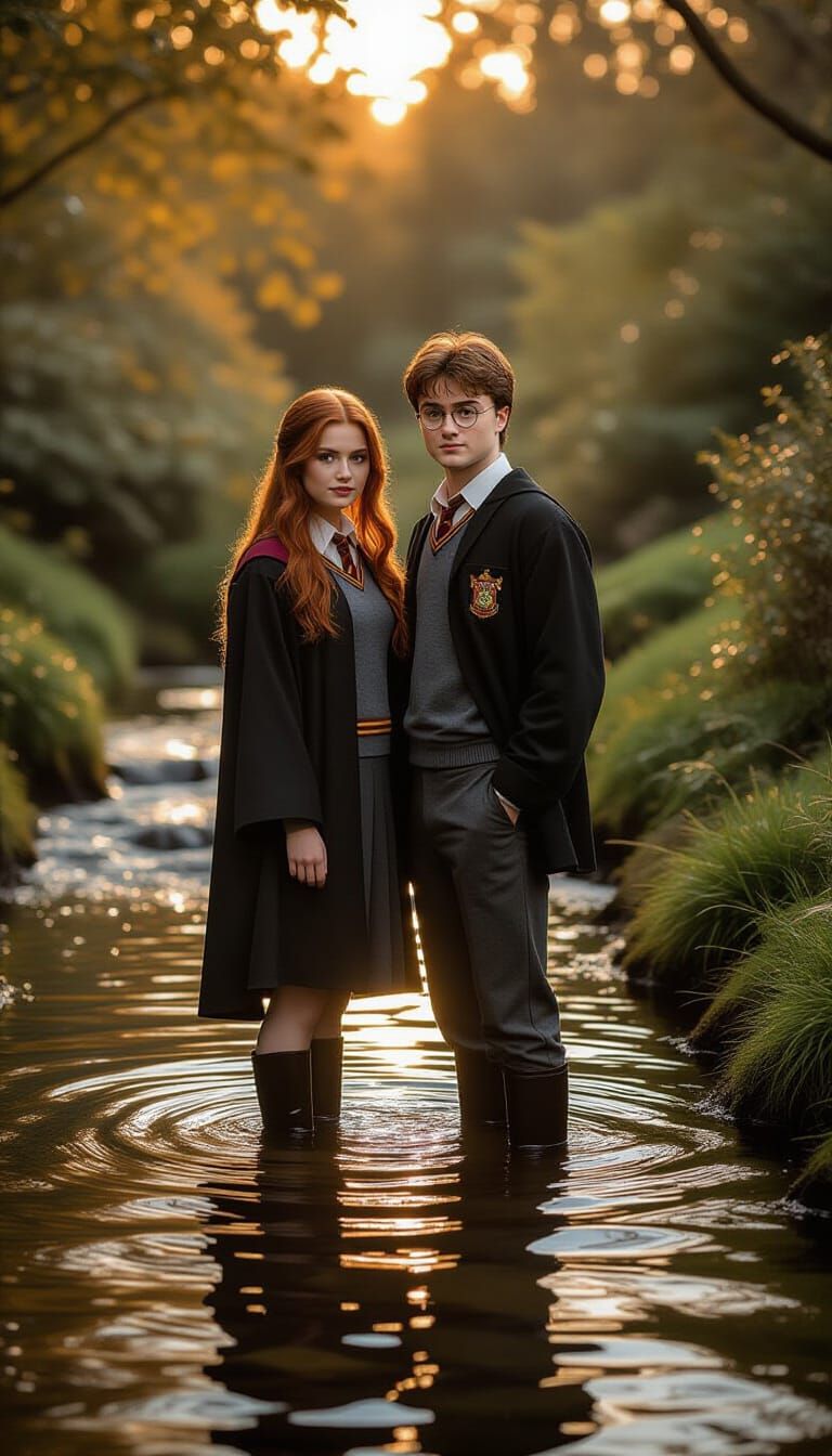 Harry and Ginny in Cinematic Riverside Scene