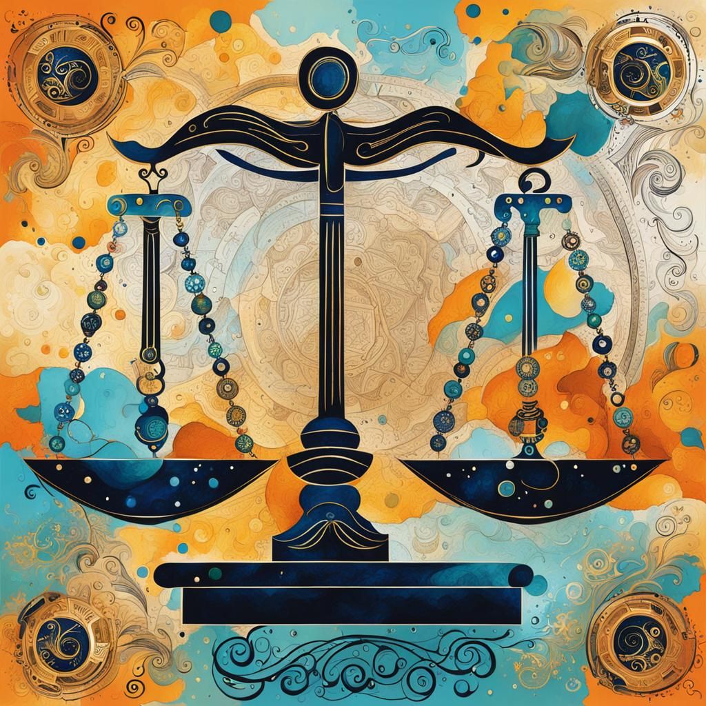 Libra Zodiac Abstract Art in Complementary Colors