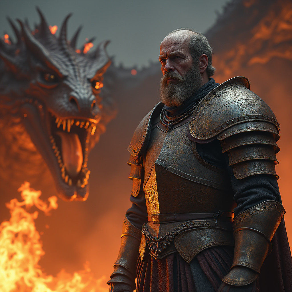 Knight's Last Stand Against Fire Dragon