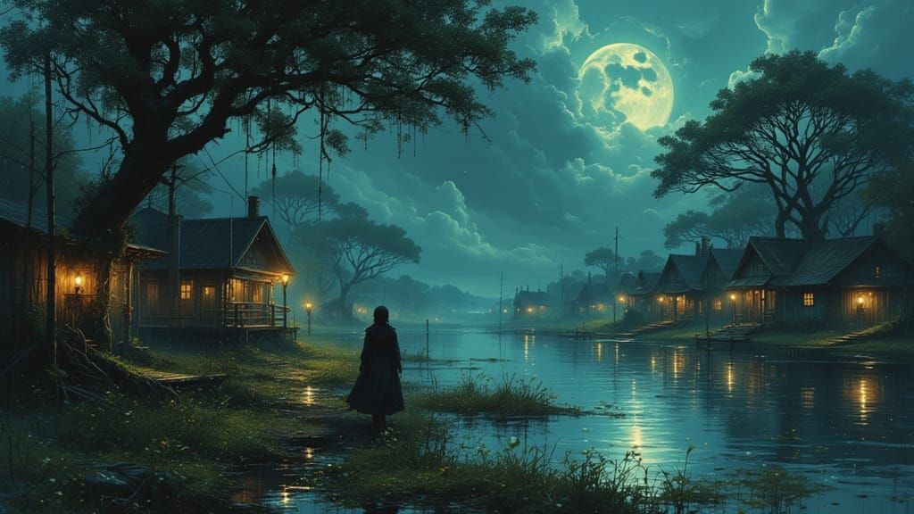 Dramatic Stormy Bayou Incident Portrait