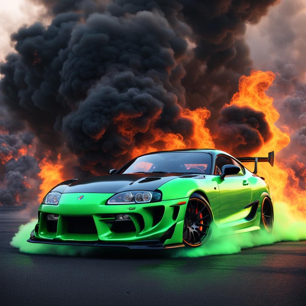 Modified Supra MK4 Flames, Detailed Matte Painting