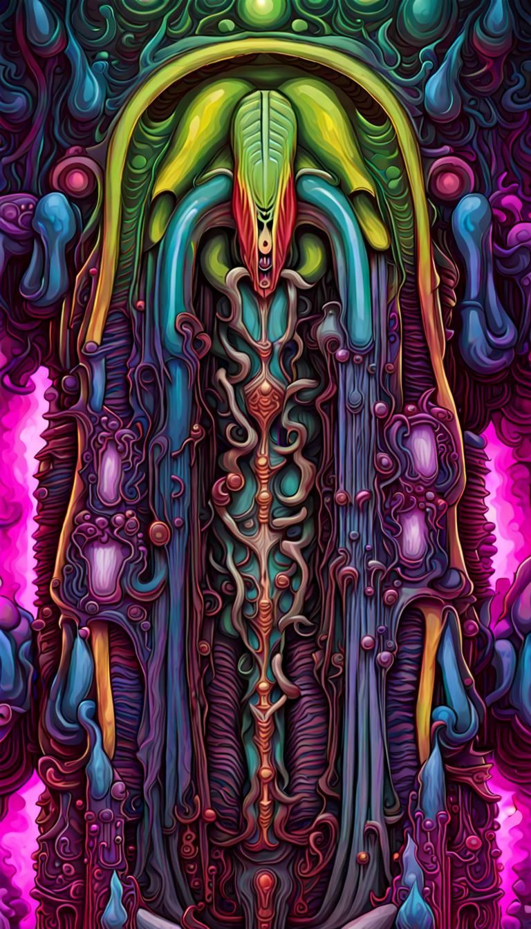 Intense Neon Landscape Promoting Anger in Surreal Style