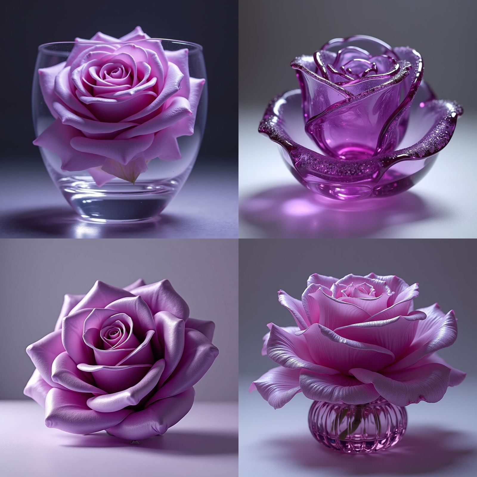 Elegant Purple Glass Rose Sculpture