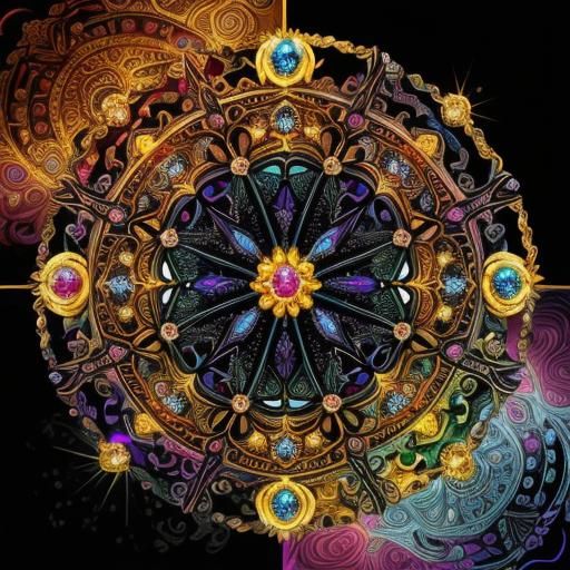 Bejeweled Fractal Flower Garden in Hyper-Realism