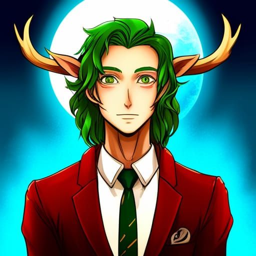 Anime Art of Oberon with Antlers