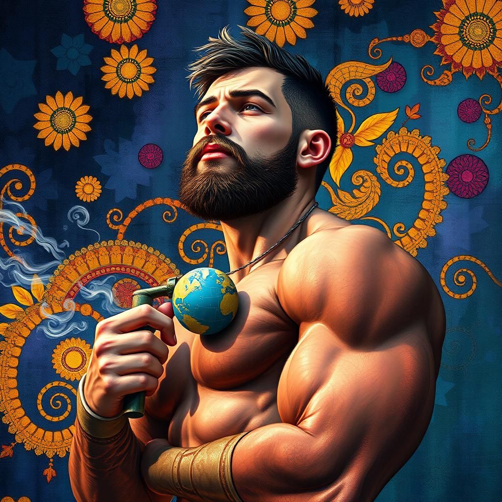 Vibrant Fitness Figure in Post-Impressionist Style