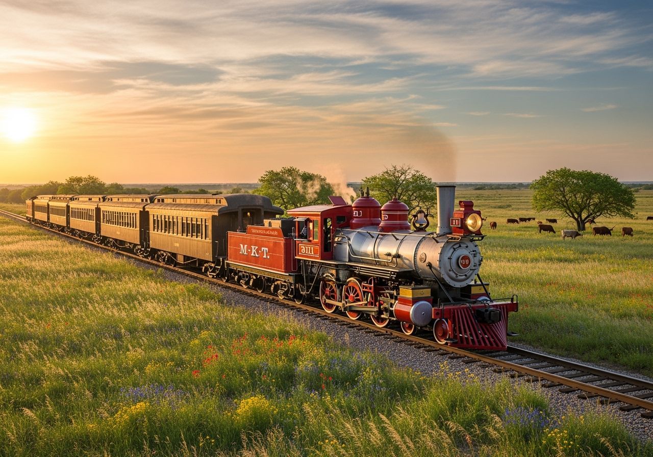 MKT Railroad Steam Train on the Texas Prairie