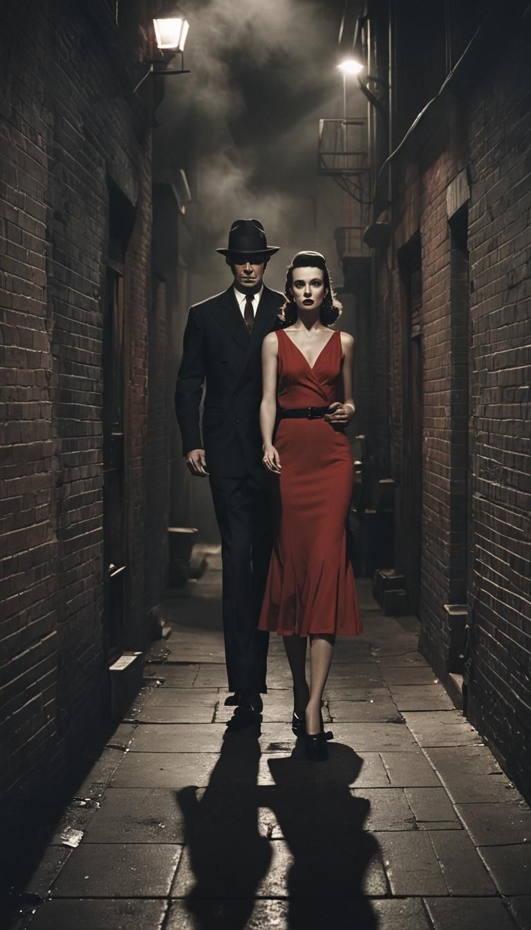 Film Noir Portrait of Mafia Man and Girl