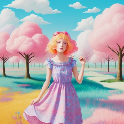 Whimsical Girl in a Candyland Wonderland