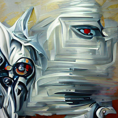 Cyborg Wizard in White Robes: Digital Art