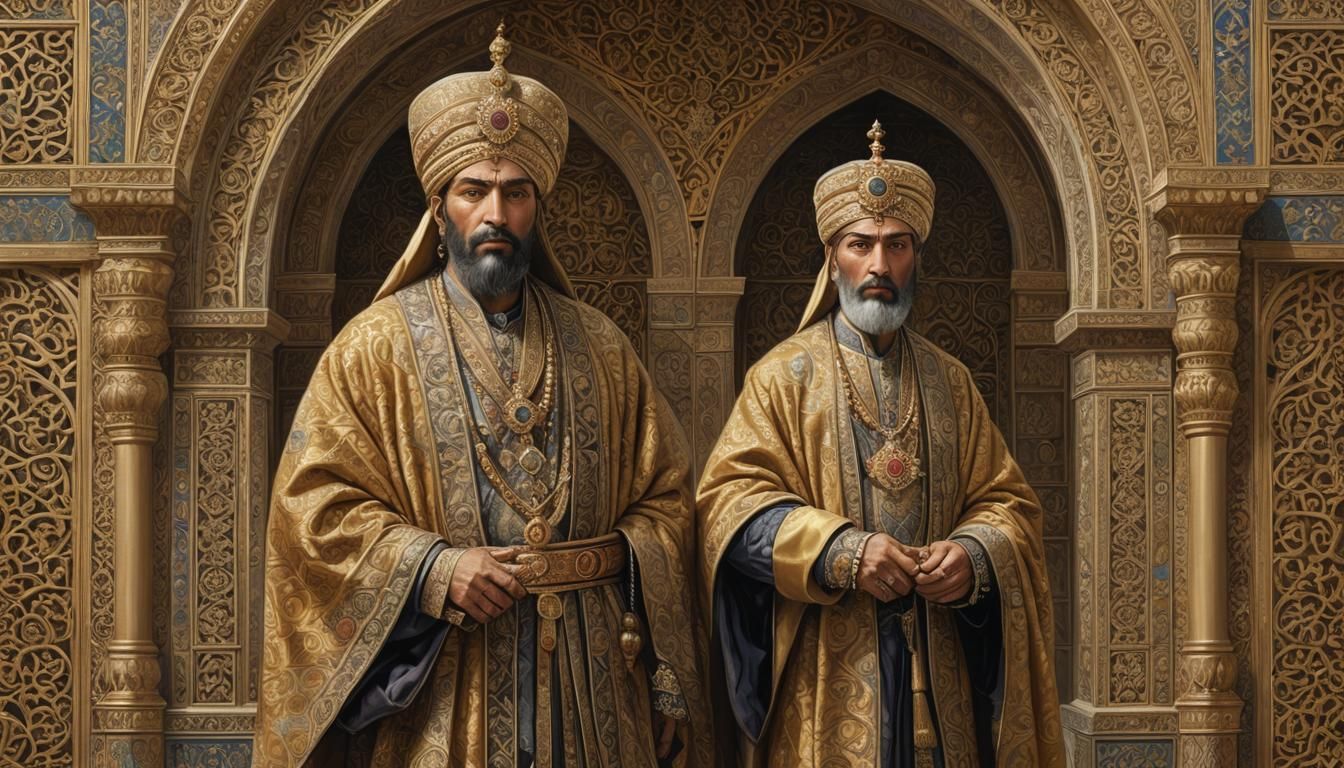 King in Golden Robe Inside Medieval Palace