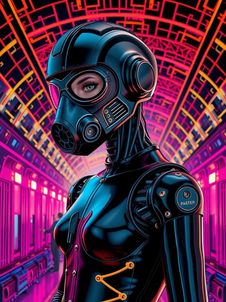 Mechanical Goddess in Art Deco Latex