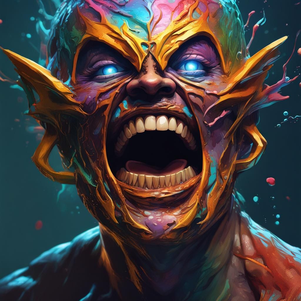 Dramatic Mimic with Colorful Background: Splash Art