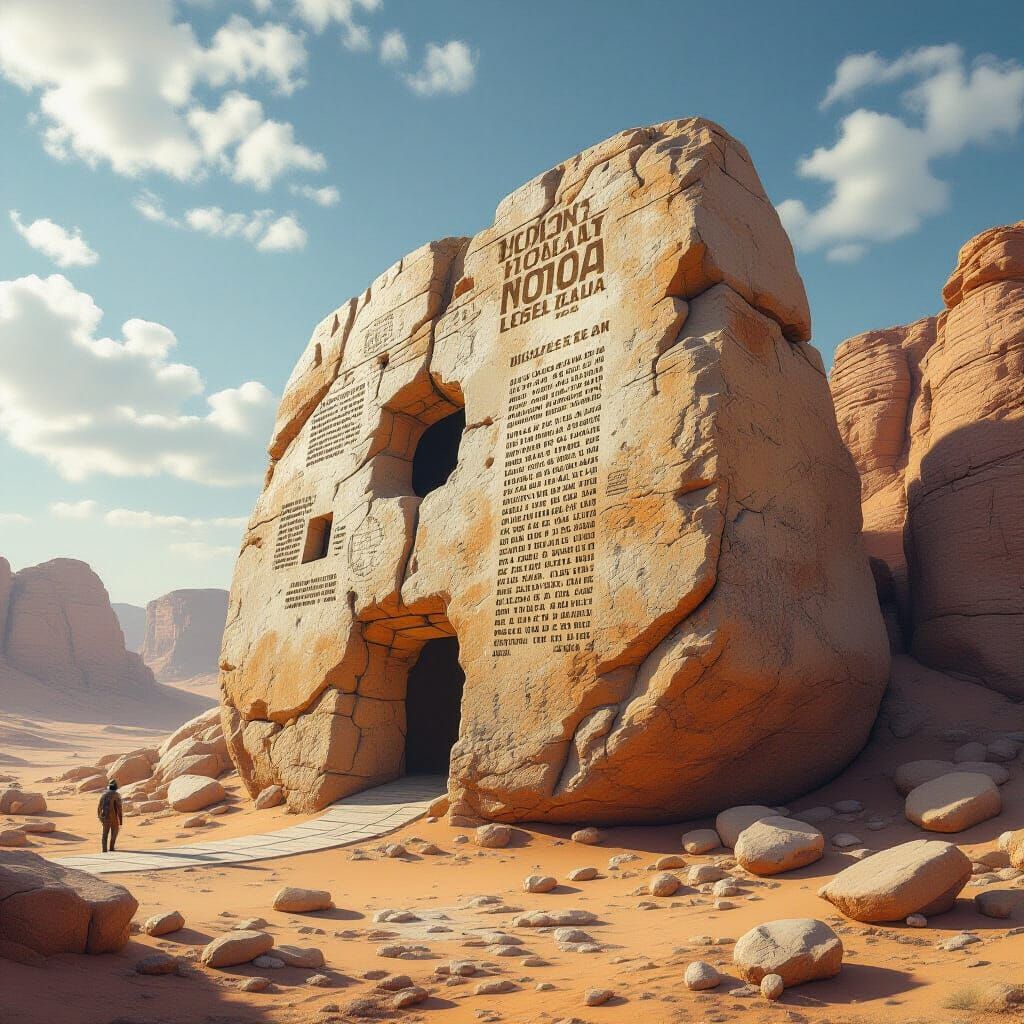 Hyperrealistic Rock Inscriptions Inspired by Ancient Times