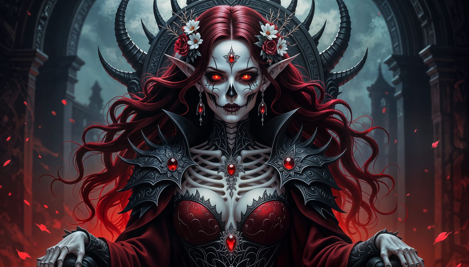 Ethereal Lich-Demon Portrait in Hellscape