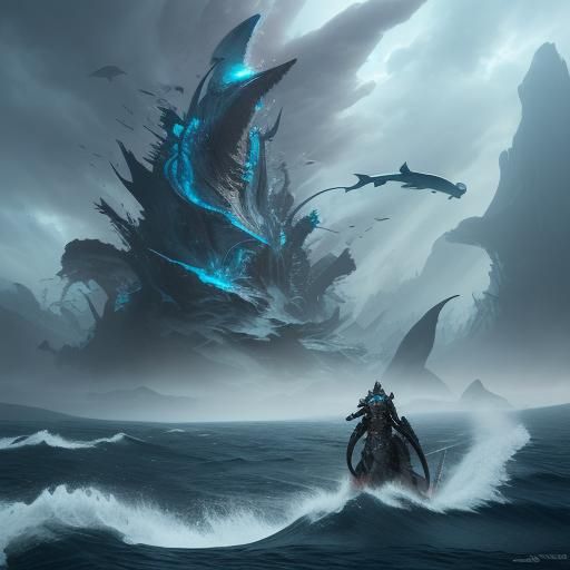 Shark Tornado in Detailed Matte Painting Style