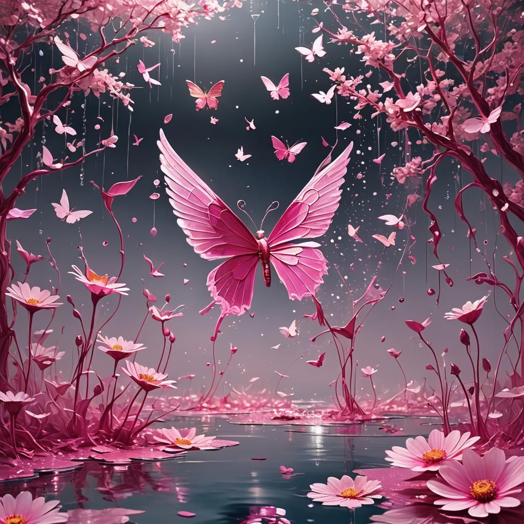 Luminescent Pink Dream on Silver Wings