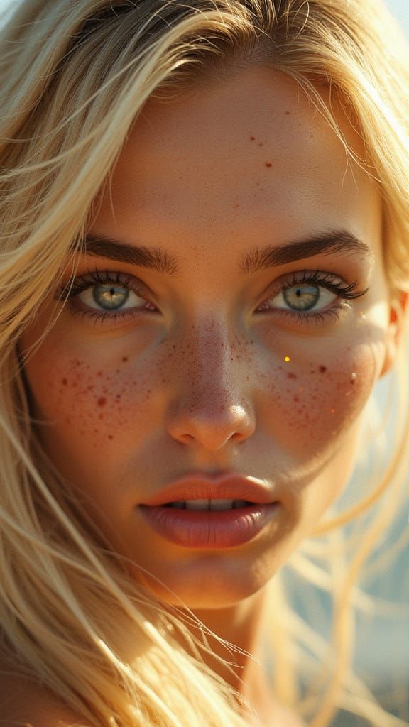 Blonde Heroine with Glowing Eyes in Hyper-Detailed Digital A...