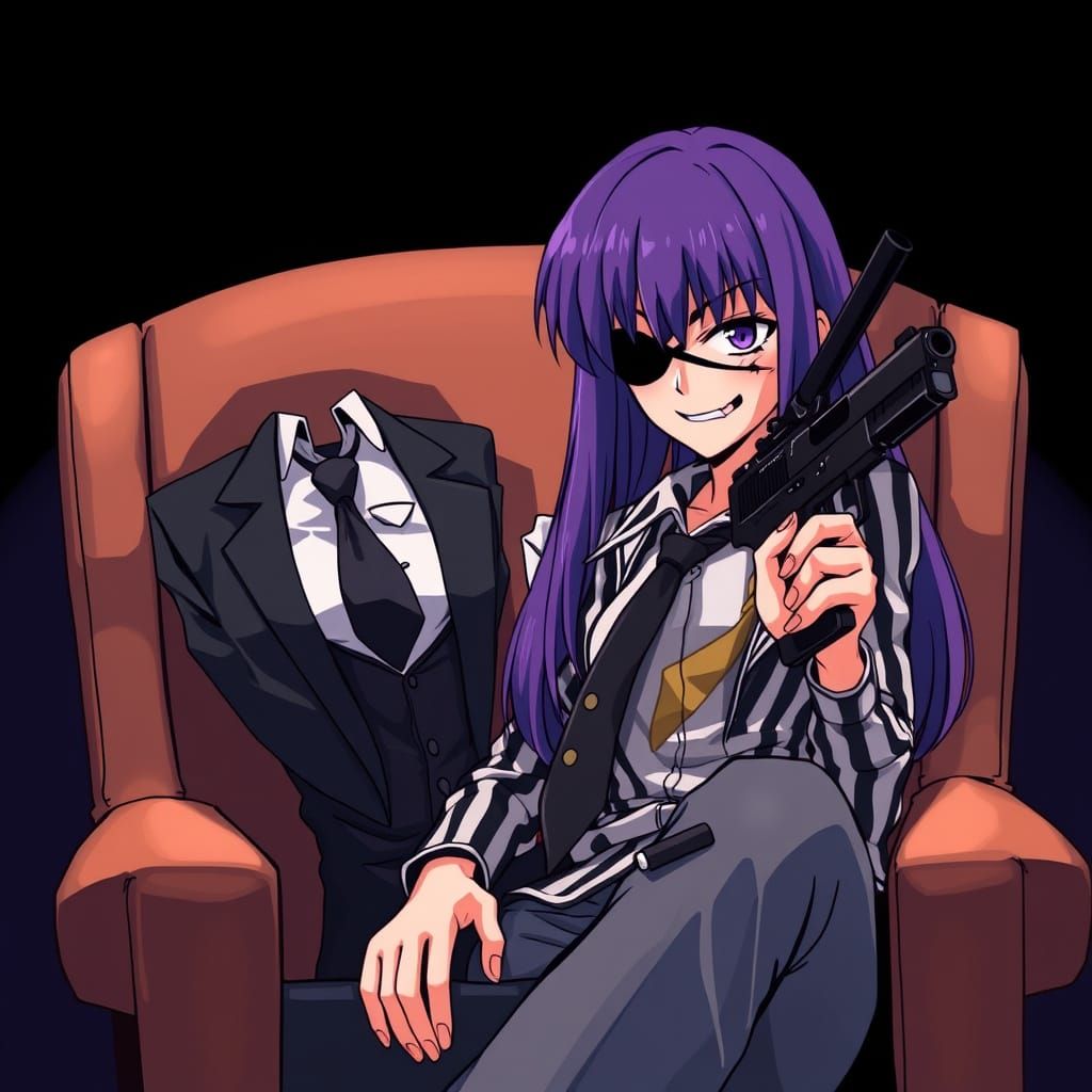 Anime Hero Bound by Dark Forces in Cyberpunk Style