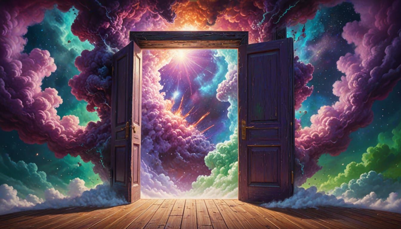 Surreal Doorway to a Vibrant Parallel Universe