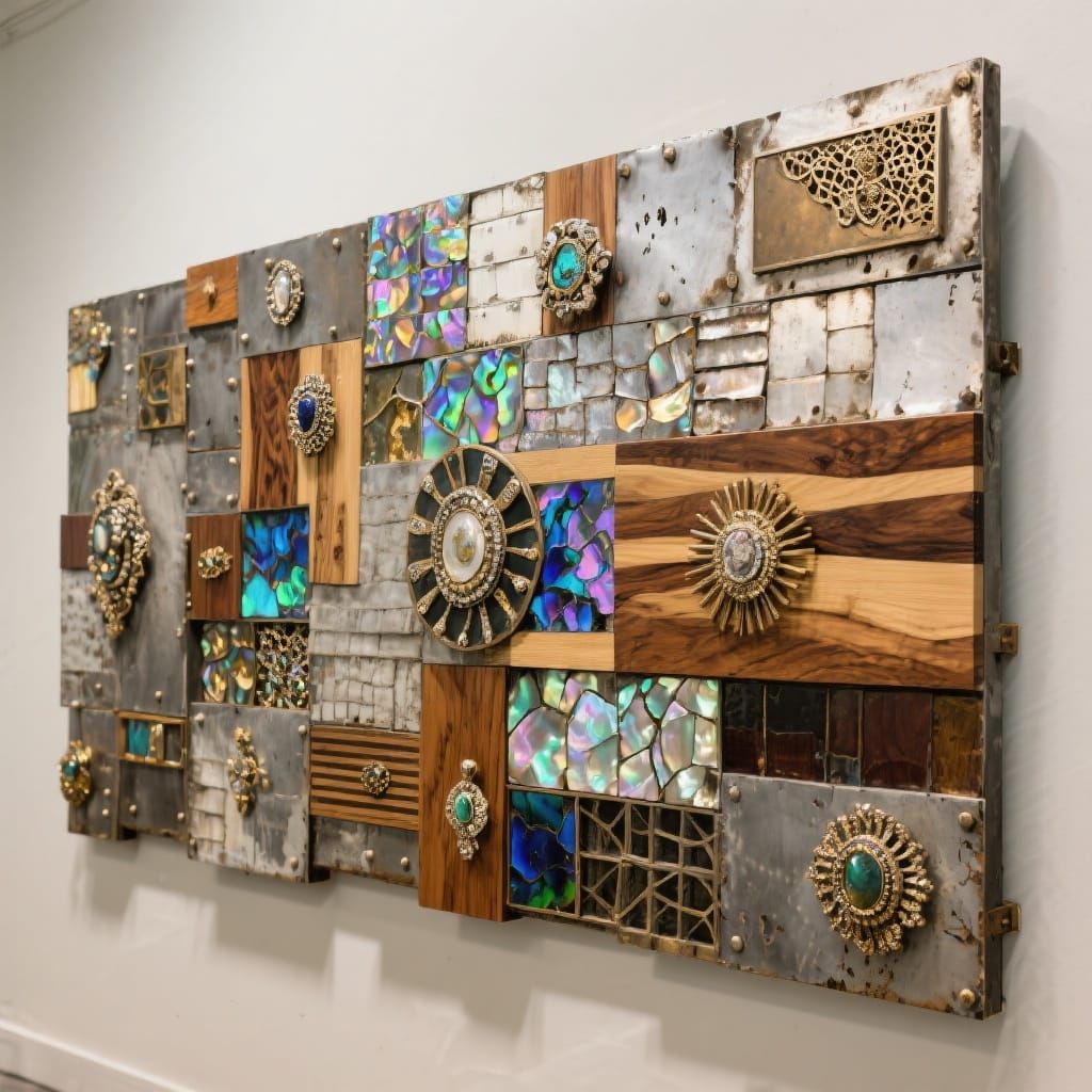 Metalwork Art Inspired by Collage and Mosaic Techniques