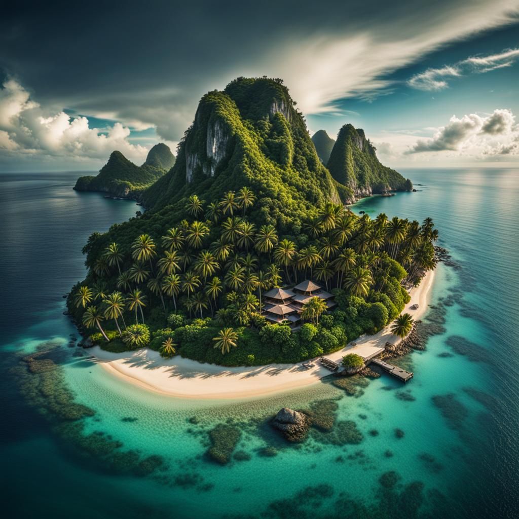 Hyperrealistic Island Paradise in High Definition